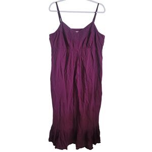 Old Navy Maternity Babydoll Midi Dress Women's Size XL Purple Crochet Lace Trim